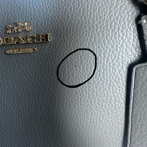 Coach Tatum Carryall Gray Pebbled Leather Gold HW Crossbody C4078 - Picture 10 of 10